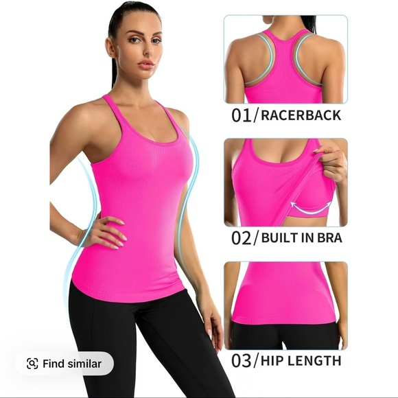 Women's Pink Racerback Ribbed Tank Top - Picture 1 of 7